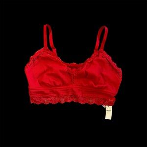 aerie Vibrant V-Neck Red Lace Bralette NWT- Size XXL